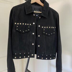 Veda Moto Cropped 100% Genuine Goat Suede Leather Jacket Size XS/S